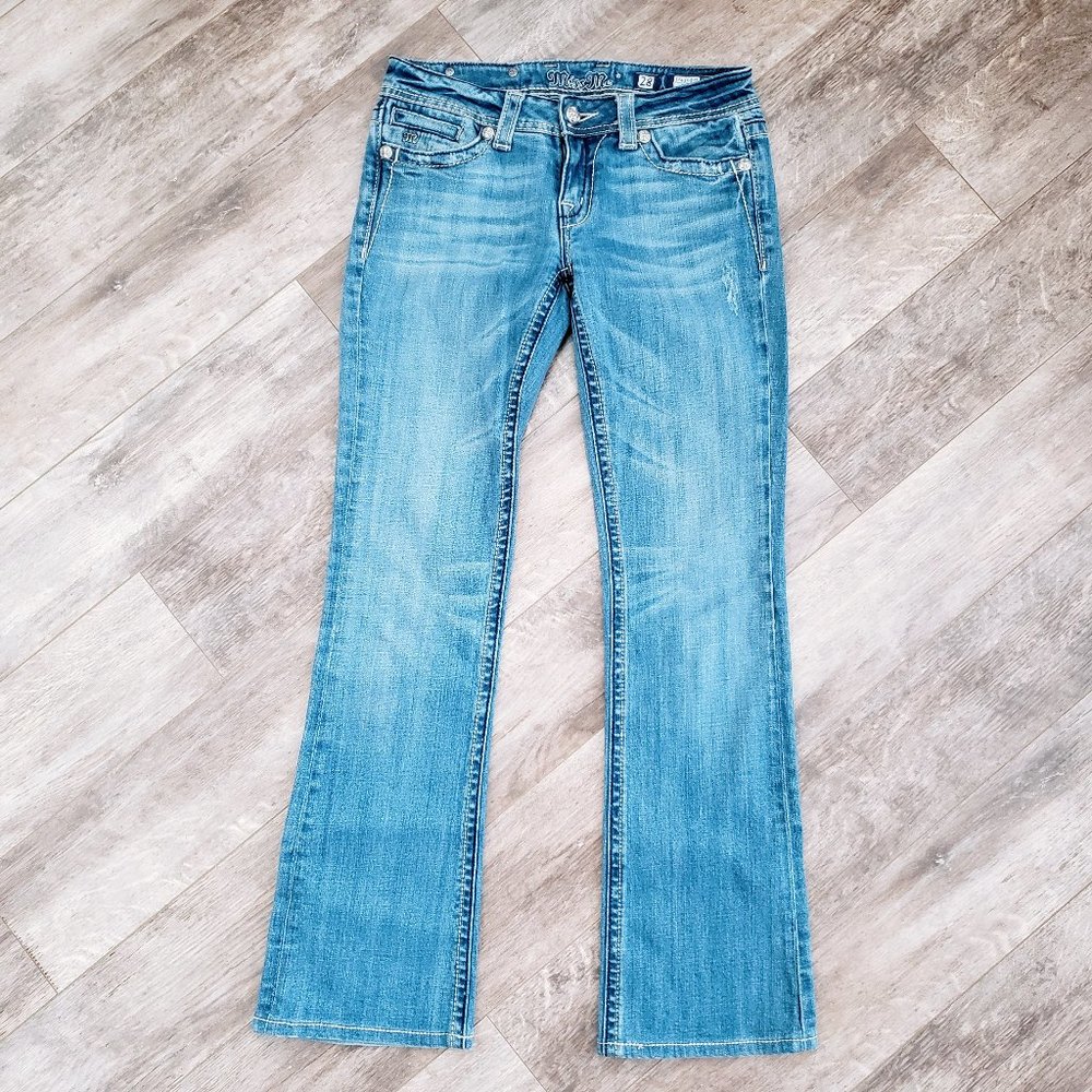 Miss Me Boot Cut Studded Embroidered Jeans 28